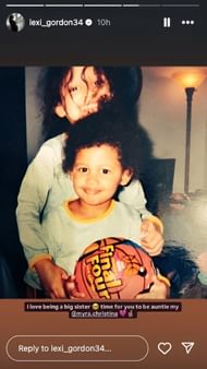 Lexie Gordon's IG story for sister Myra Gordon